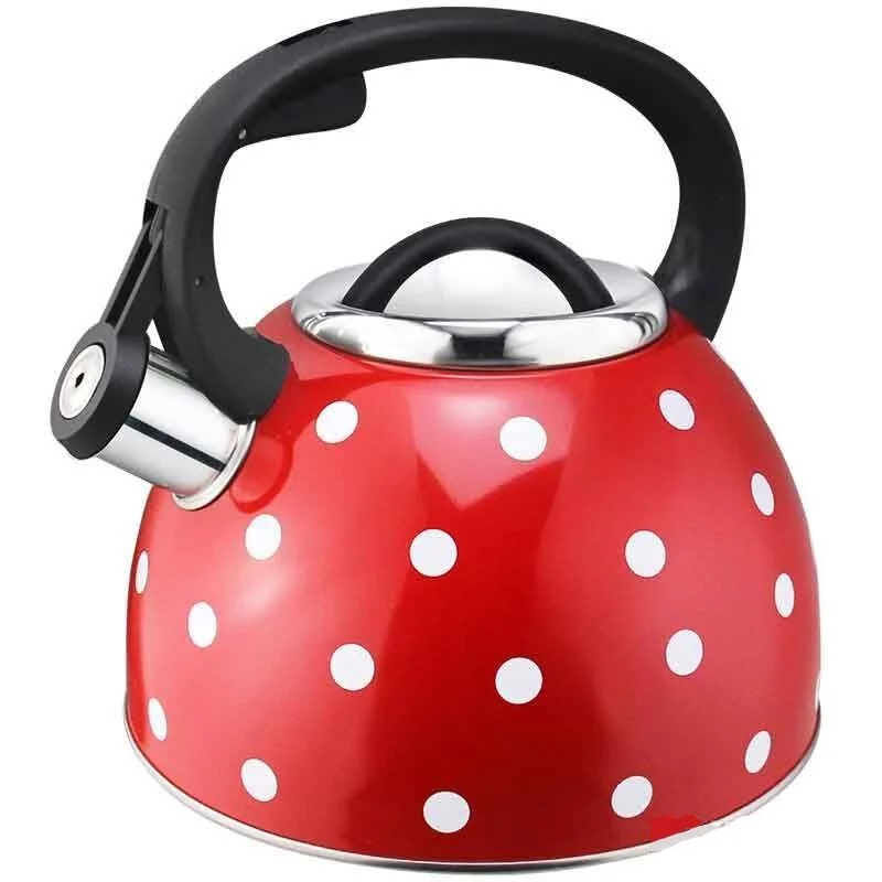 MALLONY Чайник на плиту Maestria 2.5 л со свистком Красный в белый горошек 005176