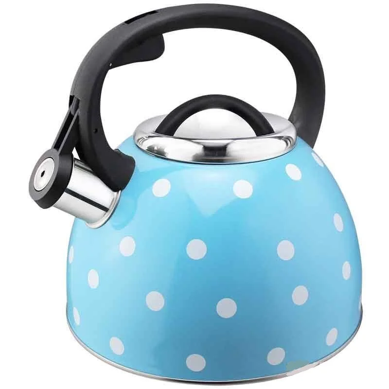 MALLONY Чайник Maestria для плиты 2.5 л со свистком голубой в белый горошек 005175