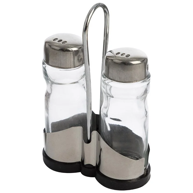 MALLONY Набор из 3 предметов SPEZIA: солонка 40мл и перечница 40 мл на подставке (нерж.сталь, стекло) 009367