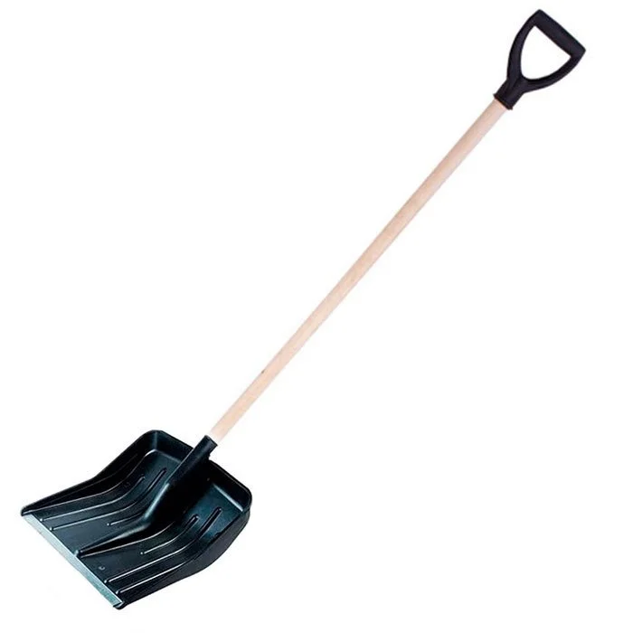 Лопата для снега, полотно 360х360 мм, деревянный черенок, 32 мм, с ручкой 68108-2