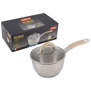 MALLONY Ковш 1.6 л Fortuna 16 см с крышкой из нержавеющей стали, капсулированное дно 007216