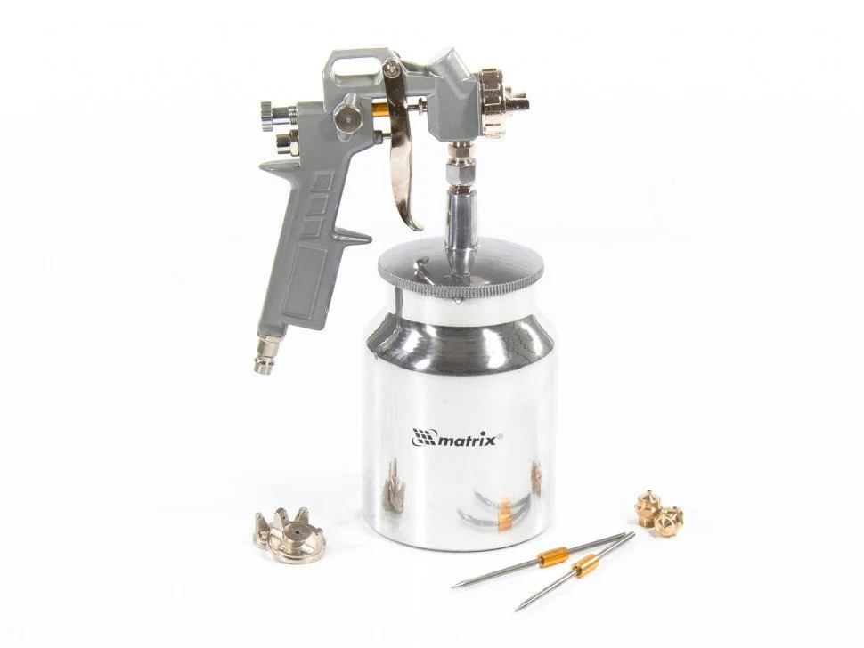 Matrix Краскораспылитель пневматический с нижним бачком V 1, 0 л, сопло D 1.2, 1.5 и 1.8 мм 57316