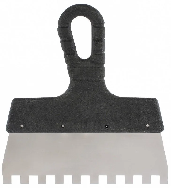 SPARTA Шпатель из нержавеющей стали, 150 мм, зуб 10 х 10 мм, пластмассовая ручка 85147