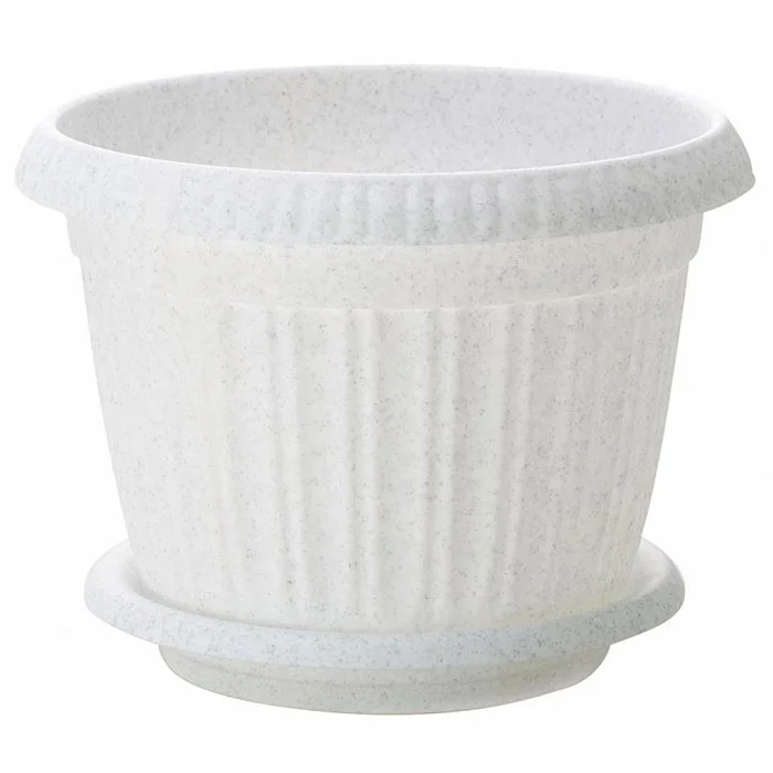PLASTIC REPUBLIC Горшок для цветов Basil 420 мм, 24,6 л, с поддоном 221601933/01 мраморный
