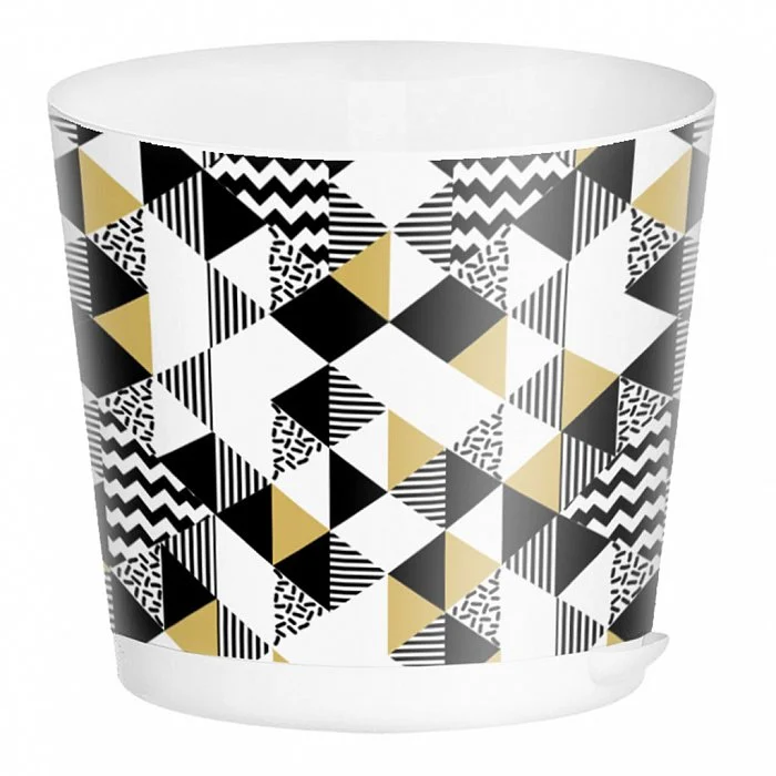 PLASTIC REPUBLIC Горшок для цветов Oregano 200 мм, 4 л, с прикорневым поливом 221604329/01 с декором (белый)