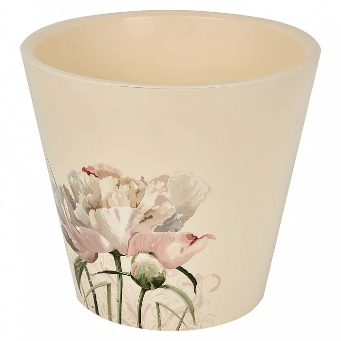 PLASTIC REPUBLIC Горшок для цветов London Deco 230 мм, 5 л ING6206СП с декором Садовый пион