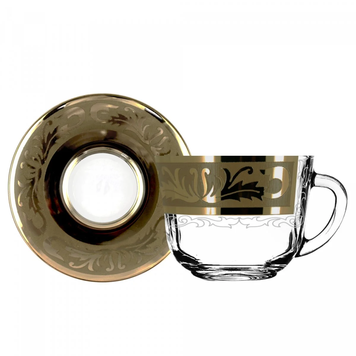 ГУСЬ ХРУСТАЛЬНЫЙ Набор чайный 12 предметов с узором Русский узор GE49-1337/1349/S