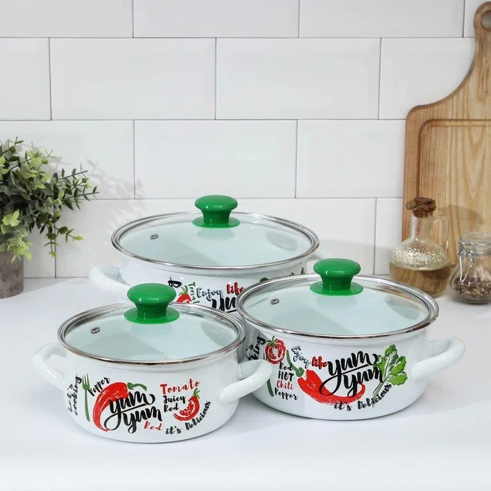 КМК Набор кастрюль 3 пр Чили-1-Экстра: Кастрюли 1,5л, 2л, 3л