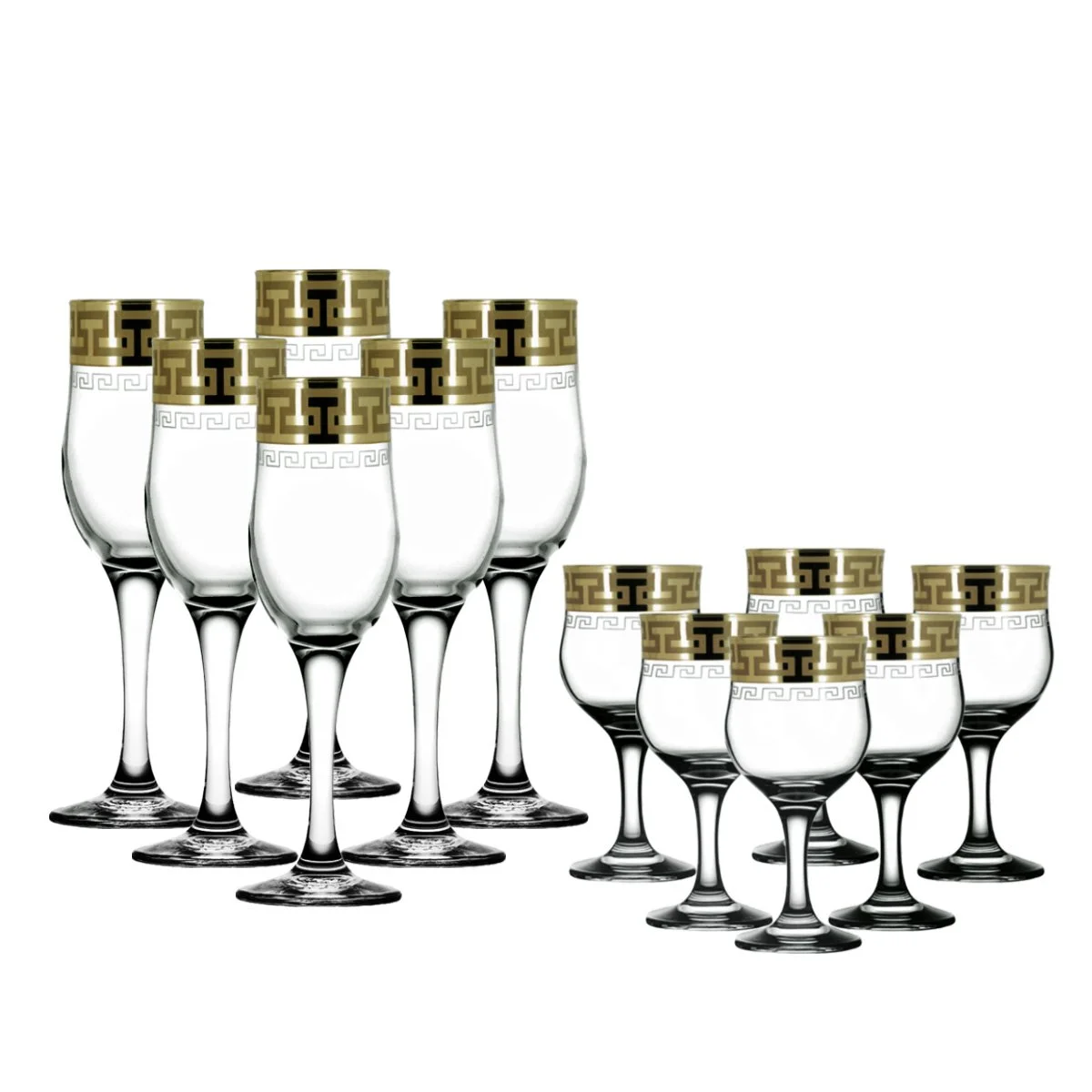 ГУСЬ ХРУСТАЛЬНЫЙ Универсальный набор 12пр. Греческий узор шамп+ликер GE03-160/164/S