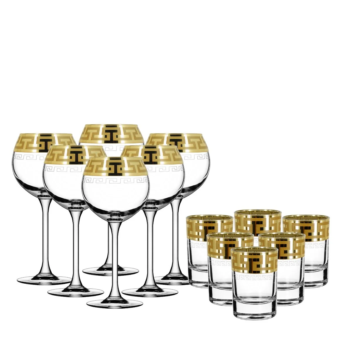 ГУСЬ ХРУСТАЛЬНЫЙ Универсальный набор 12пр. Греческий узор EAV03-1689/837/S