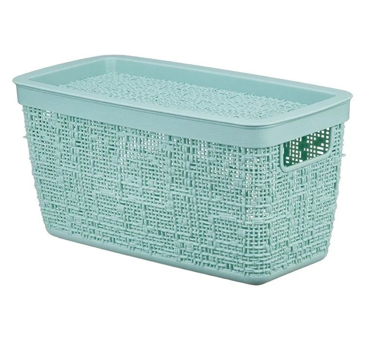 М-ПЛАСТИКА Коробка 4л БЯЗЬ МОРСКАЯ ВОЛНА с крышкой 28*14*14см М 2325