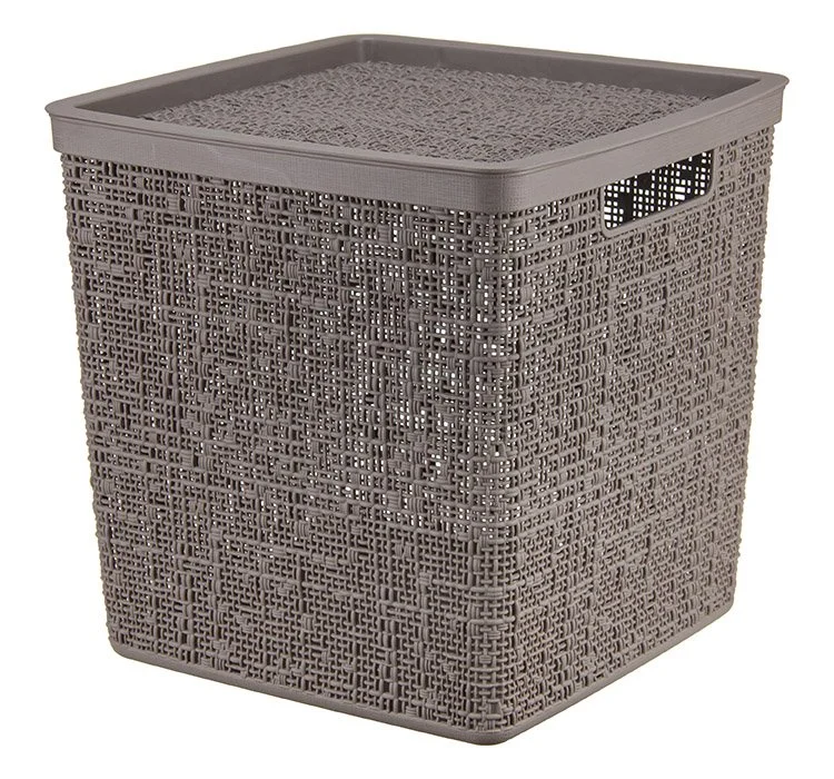 М-ПЛАСТИКА Коробка 17л БЯЗЬ ФРАНЦУЗСКИЙ СЕРЫЙ с крышкой 28*28*28см М 2327