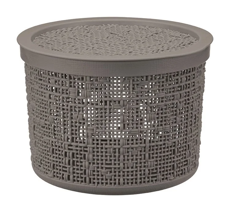 М-ПЛАСТИКА Коробка 4,5л БЯЗЬ ФРАНЦУЗСКИЙ СЕРЫЙ с крышкой D=22см М 2329