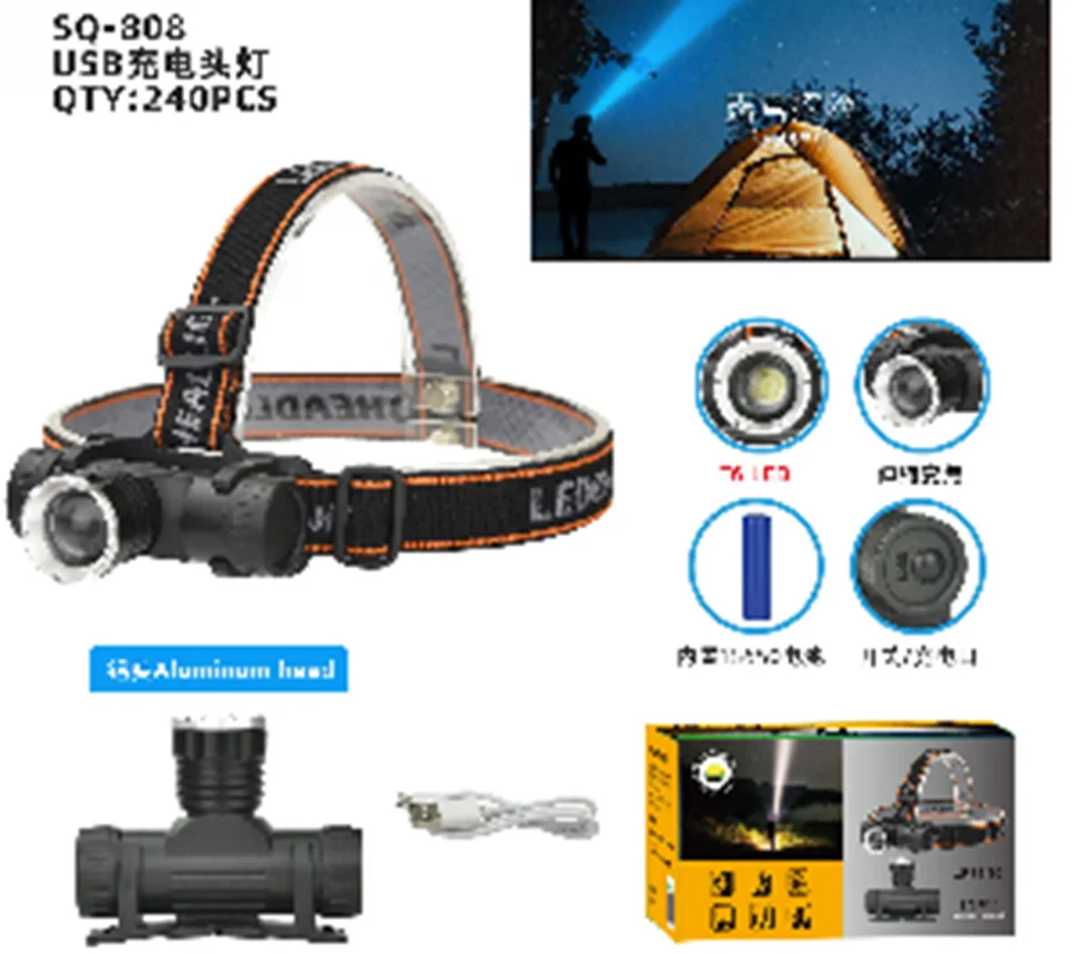 Фонарь налобный P502 14924-SQ-808