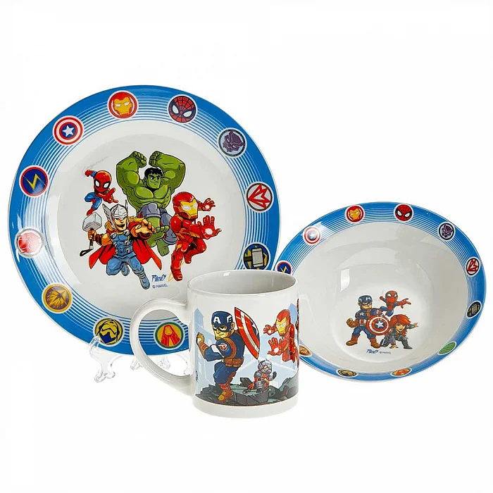 КОРАЛЛ Набор посуды 3 предмета детский КРС-1867 Приключения Супергероев (фарфор)