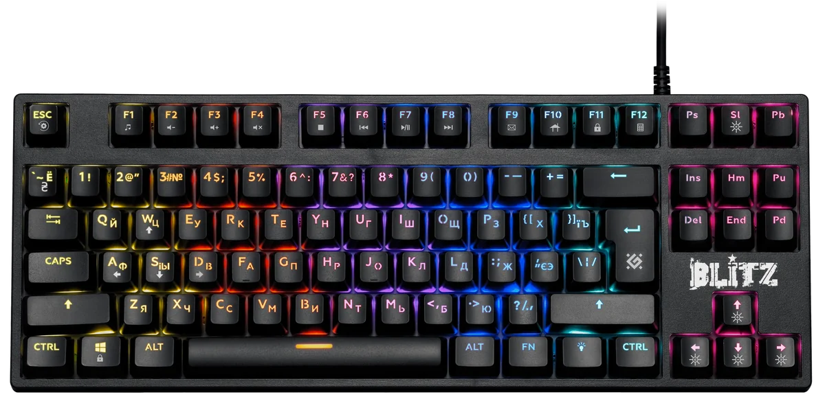 Defender Механическая клавиатура Blitz GK-240L RU,Rainbow