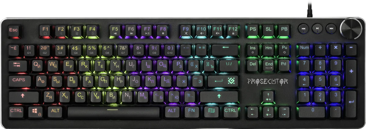 Defender Механическая клавиатура Prosecutor GK-370L RU,anti-ghost,радужная