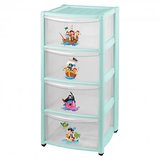 Бытпласт Комод Детский На Колесах 4 Ящика (зеленый)