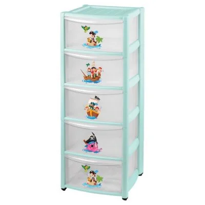 Бытпласт Комод Детский На Колесах 5 Ящиков (зеленый)