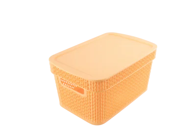 Корзина прямоугольная Ajur 11л с крышкой шафран (BQ4115ШФ)