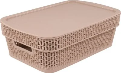 Корзина прямоугольная Ajur 3л с крышкой кофейный (BQ4111КФ)