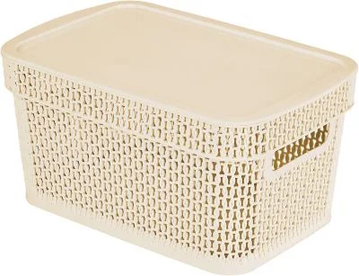 Корзина прямоугольная Ajur 5л с крышкой слоновая кость (BQ4113СЛК)