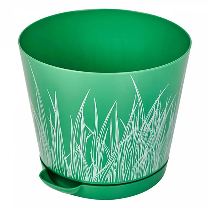 Горшок для цветов 120 мм 0,7 л с прикорневым поливом Easy Grow ING47012ЗТ Зелёная трава