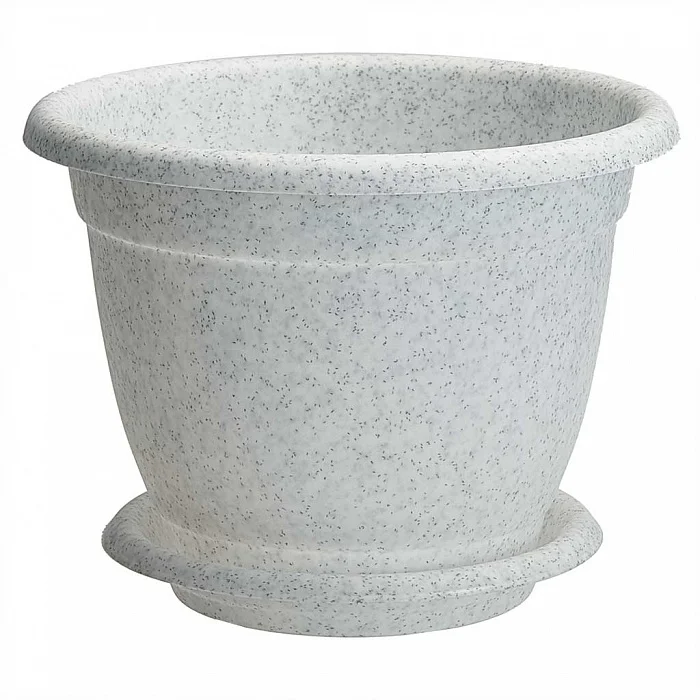 Горшок для цветов пластиковый 130 мм, 0,7 л с подставкой ING41013FМР/ЛМ ЛЦ (12973096) мраморный