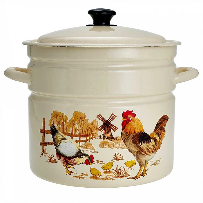 КМК Кастрюля цилиндрическая бортовая 10 л 41804-222/6-У2 Подворье слоновая кость