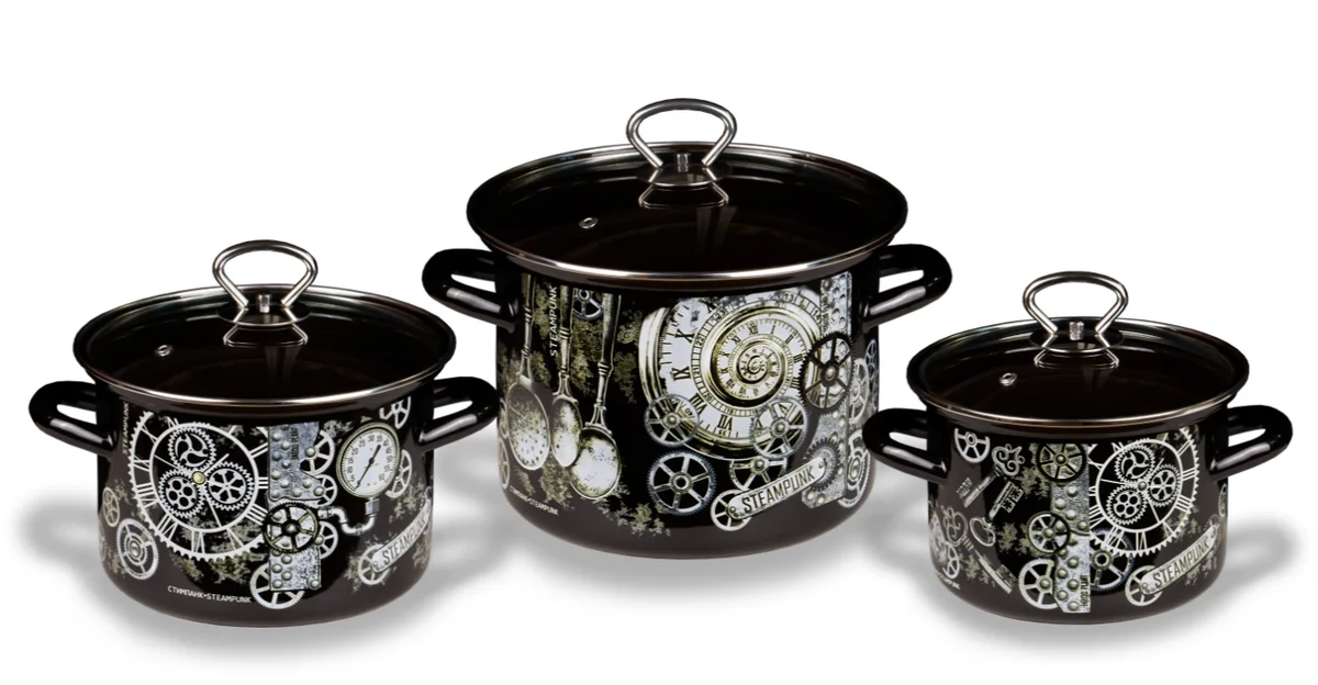 КМК Набор кастрюль Стимпанк-5-1-Люкс стиль (черн.)