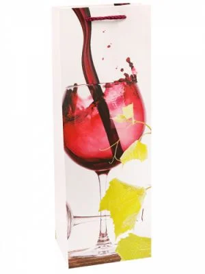 Пакет подарочный Dream Cards с матовой ламинацией 12x36x8,5 см Бокал вина, 210гр ПКП-6265