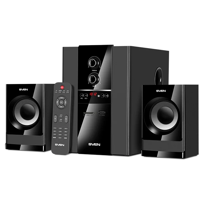 SVEN Многофункциональная акустическая система с Bluetooth, проигрывателем USB/SD, FM-радио, дисплеем и ПДУ MS-1821 черный