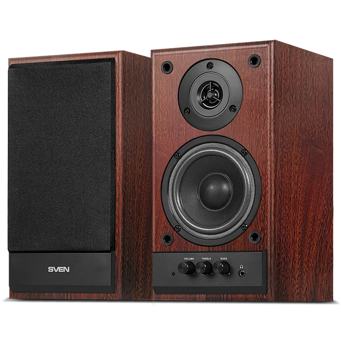 SVEN Колонки с регулировками громкости и тембра и выходом на наушники на передней панели SPS-702 орех