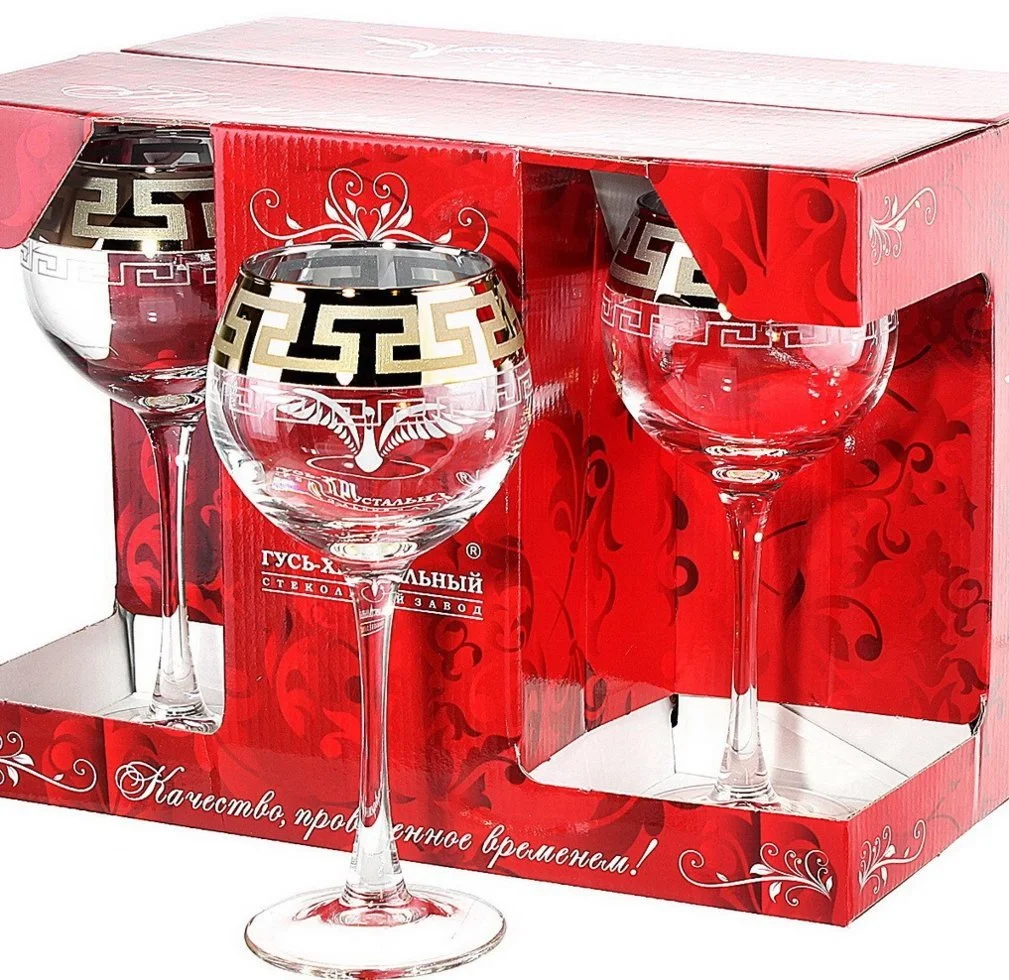 ГУСЬ ХРУСТАЛЬНЫЙ Набор бокалов для вина Греческий узор 280мл. (EAV03-1688)