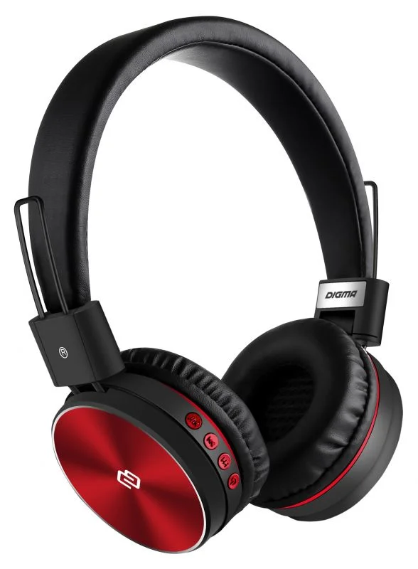 DIGMA Гарнитура накладные BT 12 красный/черный беспроводные bluetooth 1067491