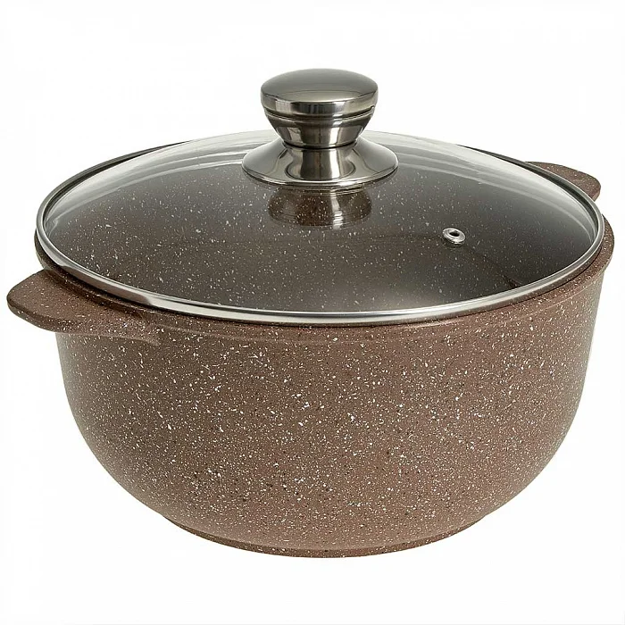 ГАРДАРИКА Кастрюля 6 л алюминиевая с антипригарным покрытием и стеклянной крышкой 1706-07-10 серии Алтай