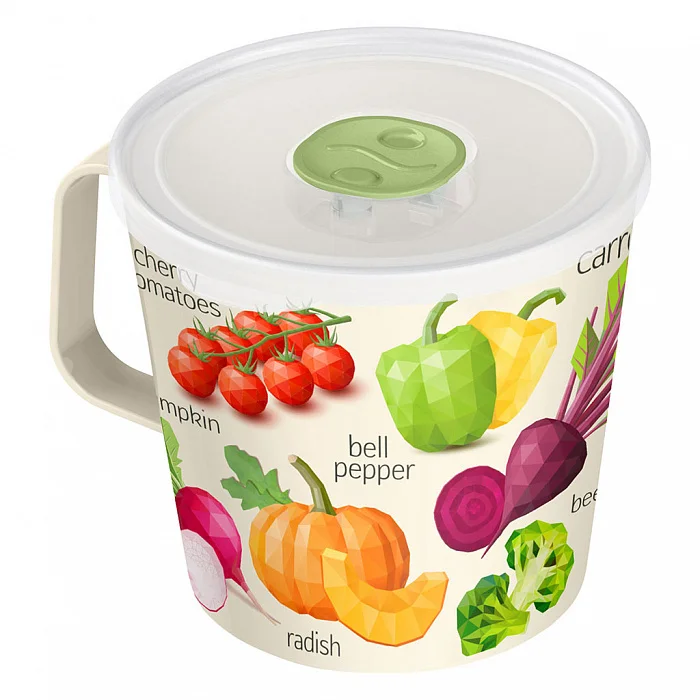 DELTA Контейнер-кружка с крышкой с клапаном, с декором, 750 мл (светло-бежевый) 221130725/01