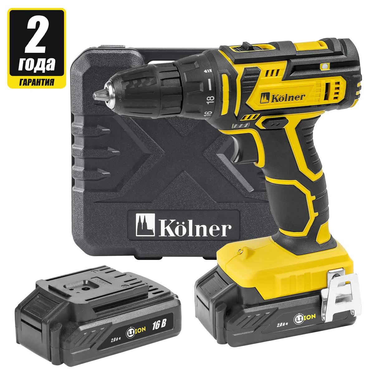 KOLNER Аккумуляторная дрель-шуруповерт KCD 16-2LC