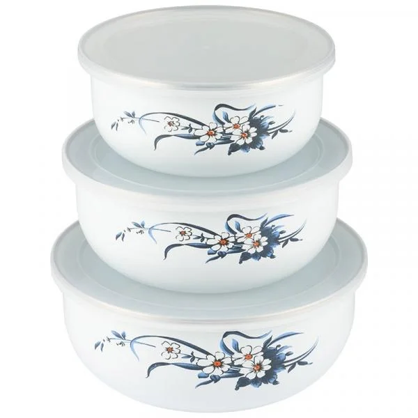 MALLONY Набор из 3 контейнеров эмалированных с крышками, PRIMAVERA (800/1100/1600 мл), 103339-SK