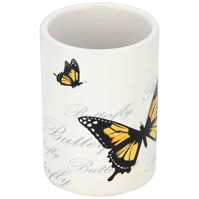 Mallony Стакан для ванной комнаты Бабочки TU-FLY, керамика 002790-SK