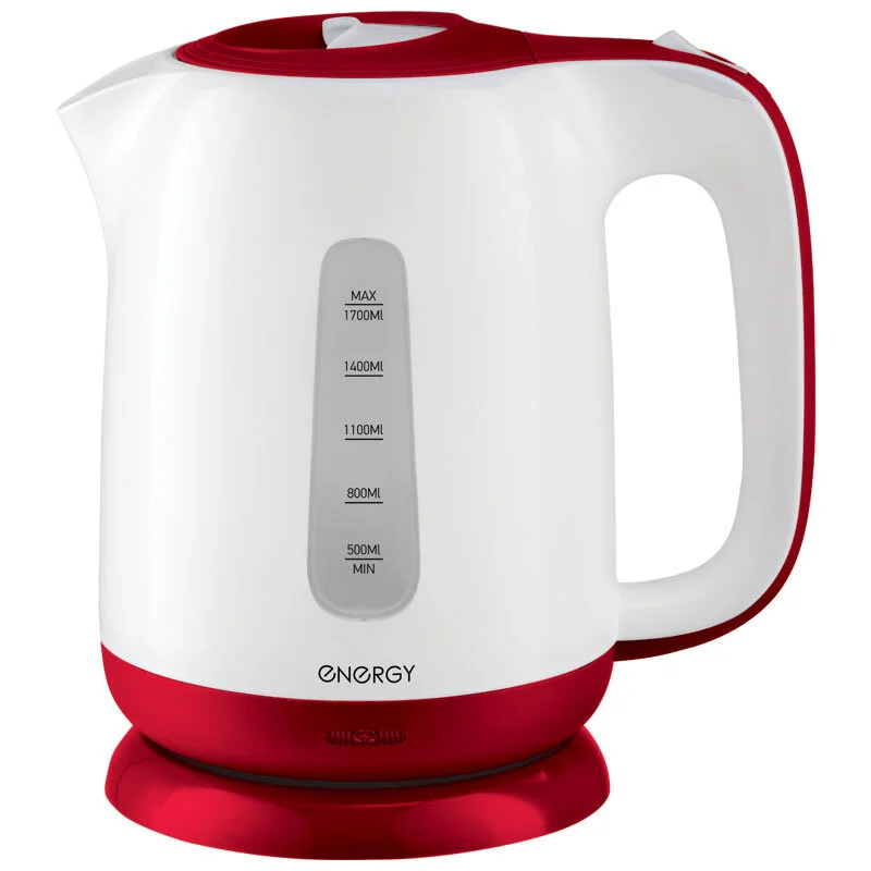 ENERGY Чайник E-274 (1,7 л, диск) пластик бело-красный, 164093-SK