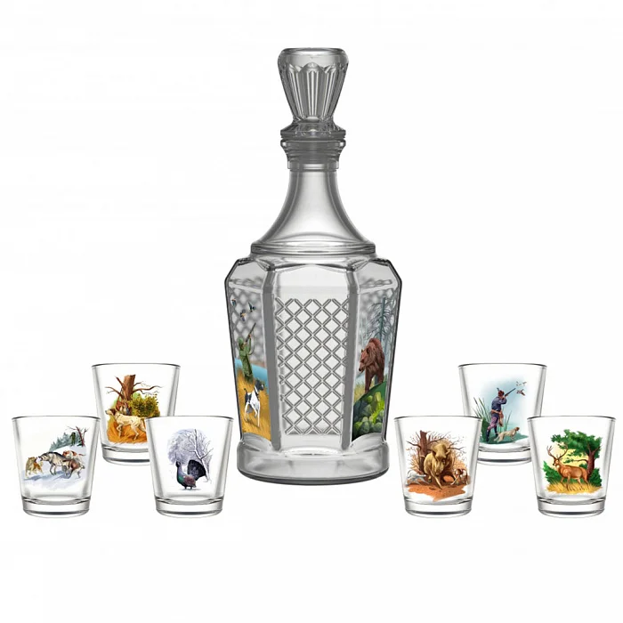 ДЕКОСТЕК Набор для вина 7 предметов (графин + 6 стаканов 50 мл) Егерь 1232-Д