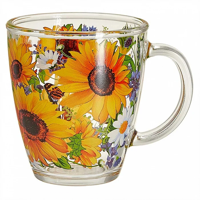 ДЕКОСТЕК Кружка для чая 350 мл (Подсолнухи) 2025-Д