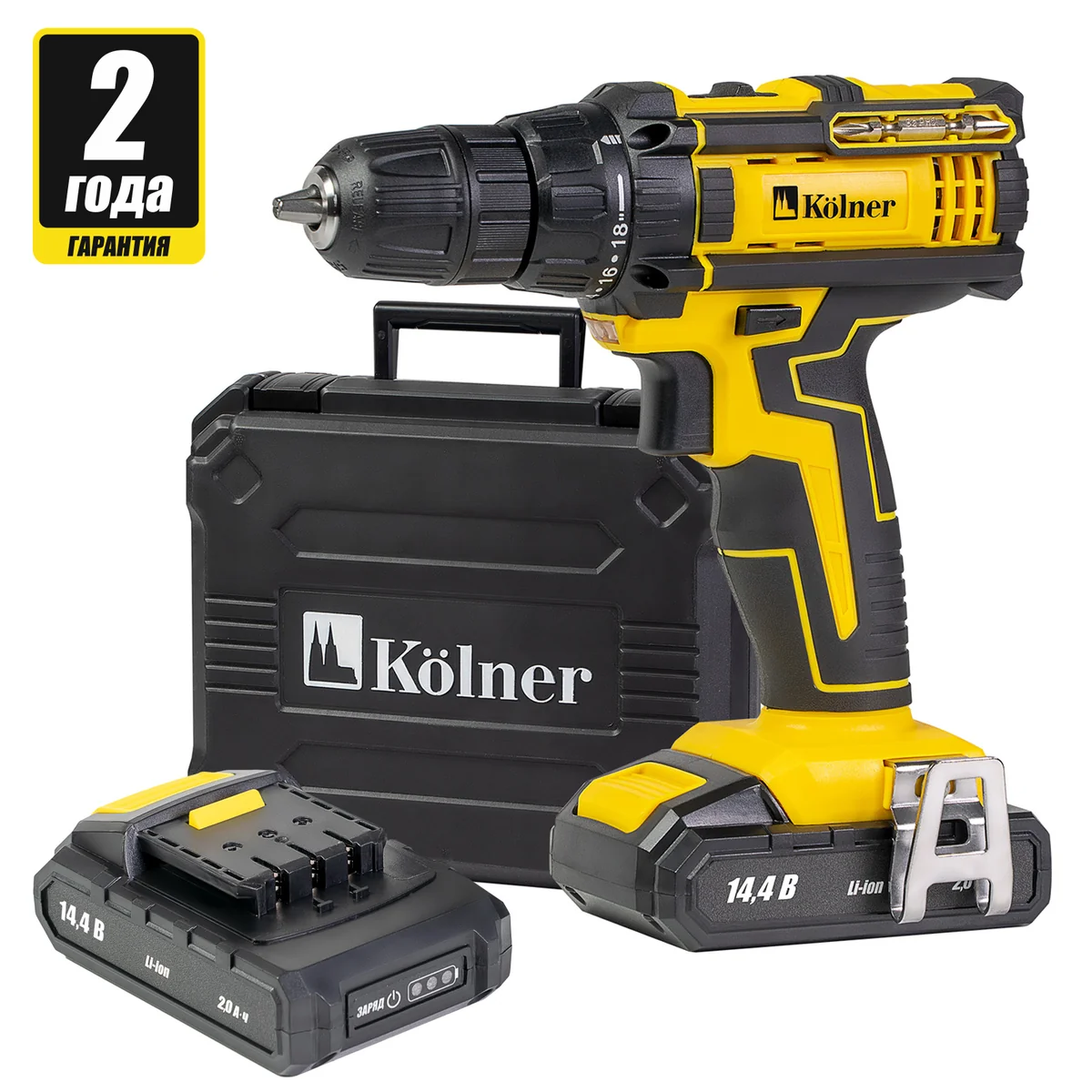 KOLNER Аккумуляторная дрель-шуруповерт KCD 14,4/2LC