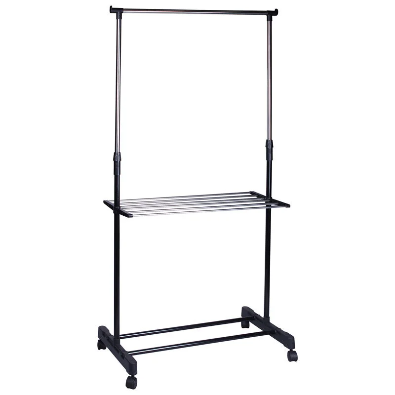Вешалка напольная на колёсах (с полкой) CR460, размер: 80*42*95-168см. 311410-SK
