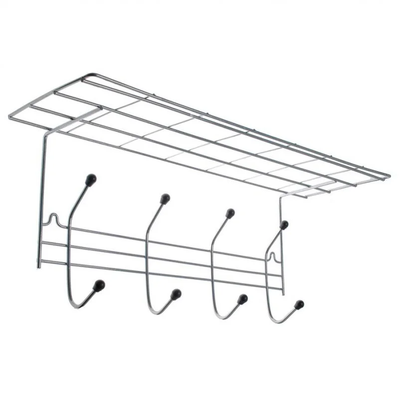 Вешалка настенная Mensola 4 крючка с полкой хром. 104846-SK