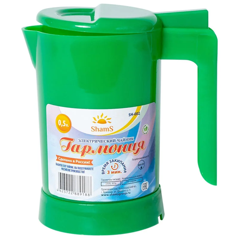ENERGY Чайник Электрический Гармония SH-002 0,5 л 800 Вт, зеленый. 105480-SK