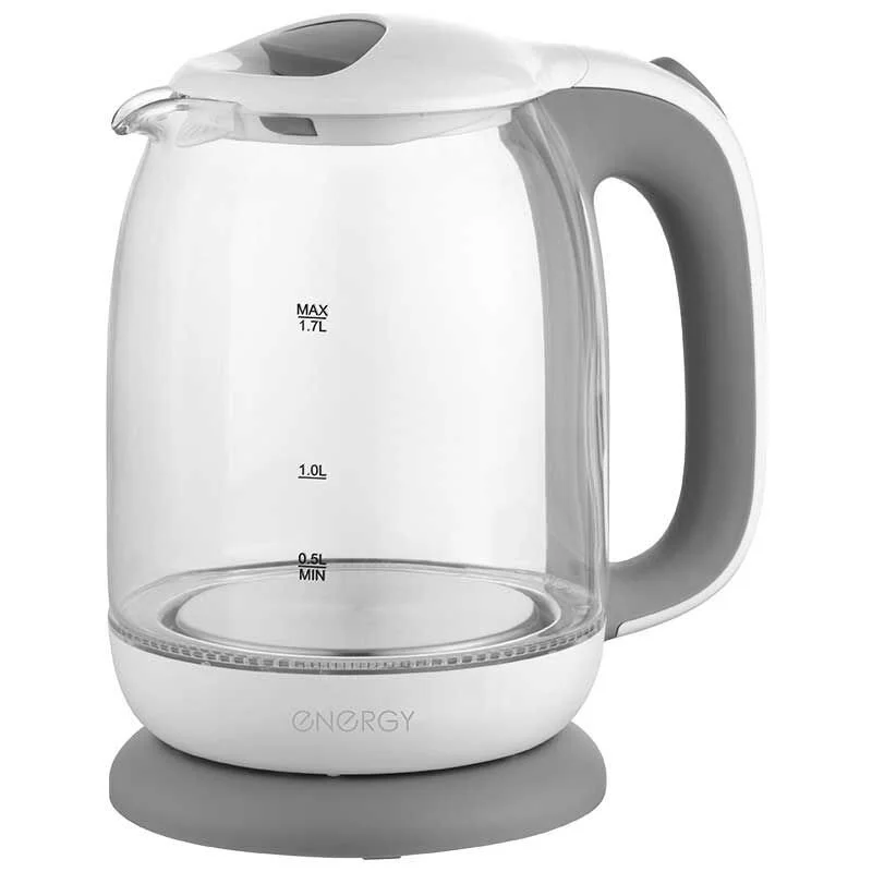 ENERGY Чайник E-281 (1.7л) стекло, пластик, цвет бело-серый. 005210-SK
