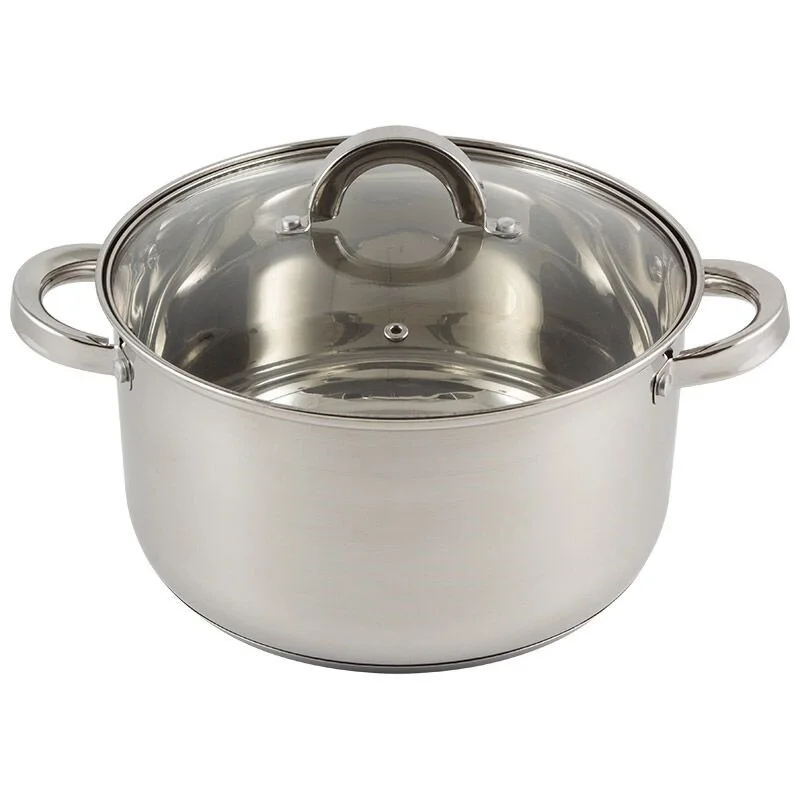 Mallony Кастрюля Mediano, объем 5,8 л, диа 24 см, из нерж стали с крышкой, ручки из нерж стали, капсулир дно. 005445-SK