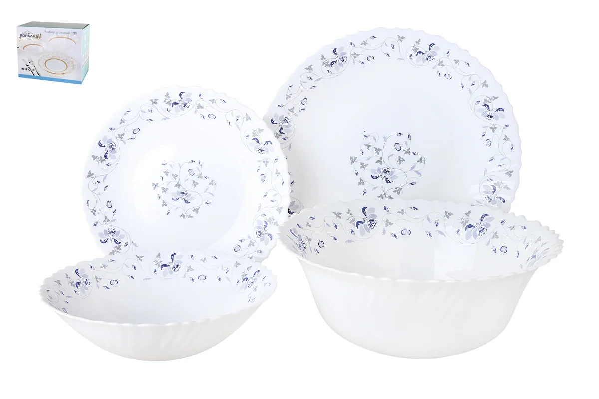 КОРАЛЛ Сервиз столовый 19пр. Синяя вуаль W-19C8 1059